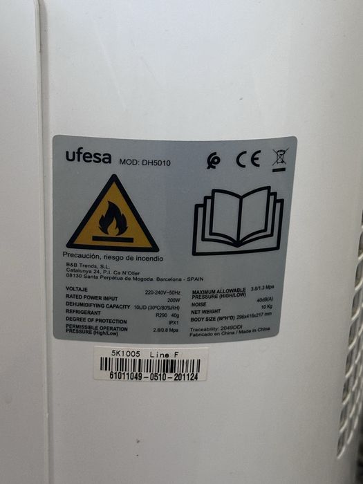 Desumidificador UFESA DH5010 (10 L/dia)