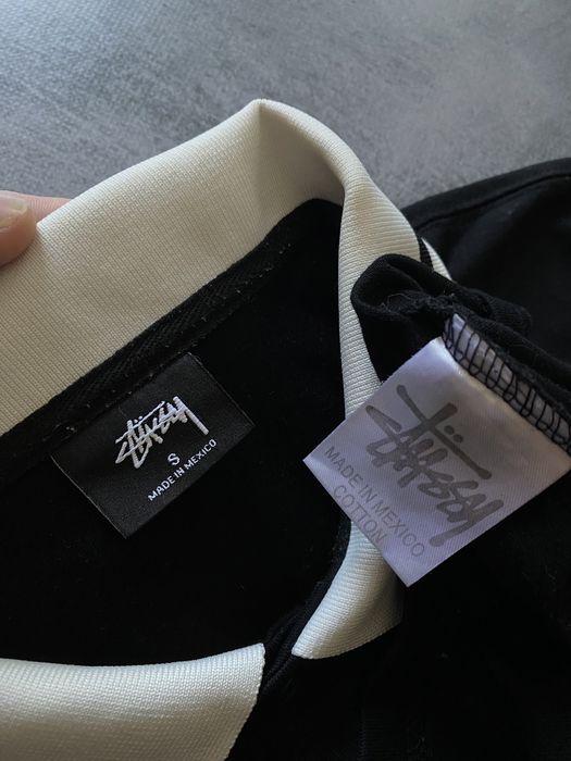 Поло футболка Stussy big logo чёрная мужская оригинал