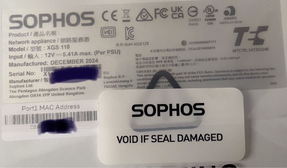 Ethernet шлюз/gateway firewall Sophos XGS118 9x2.5Gbs