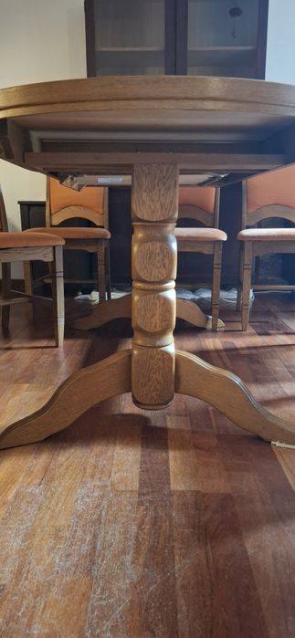 Stół owalny rozkładany dąb rustikal + 8 krzeseł