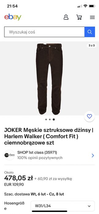 Spodnie sztruksowe HarlemWalker by Joker