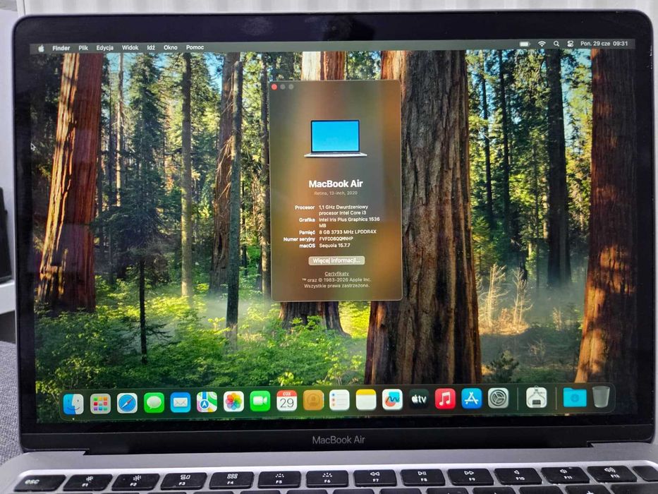 MacBook Air 13" | Retina | i3 / 8GB / 256GB SSD | macOS Sequoia | Stan Bdb!