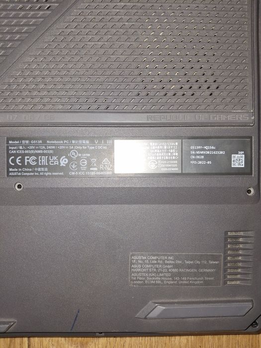 Ноутбук ASUS G513R ( требует ремонта)