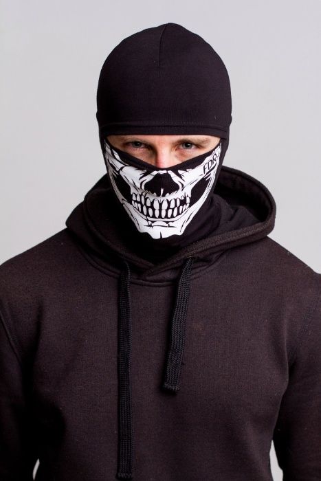 Балаклава з черепом літня, балаклава скелет чорна, баф