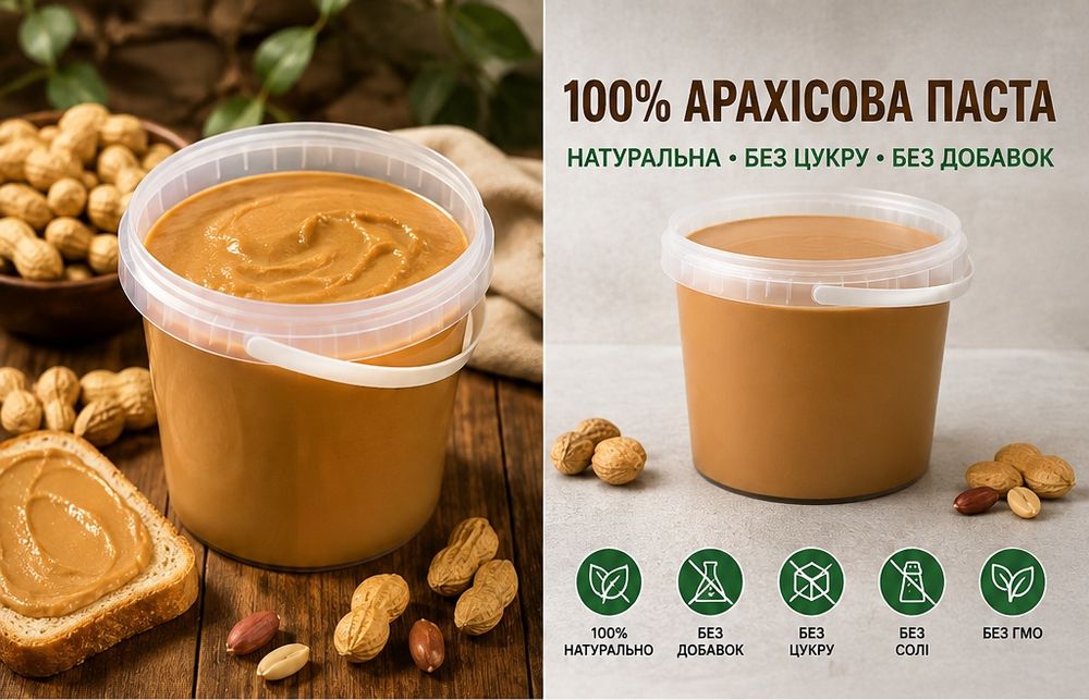 100% Арахісова паста без цукру | 1 кг | Натуральна | Від виробника