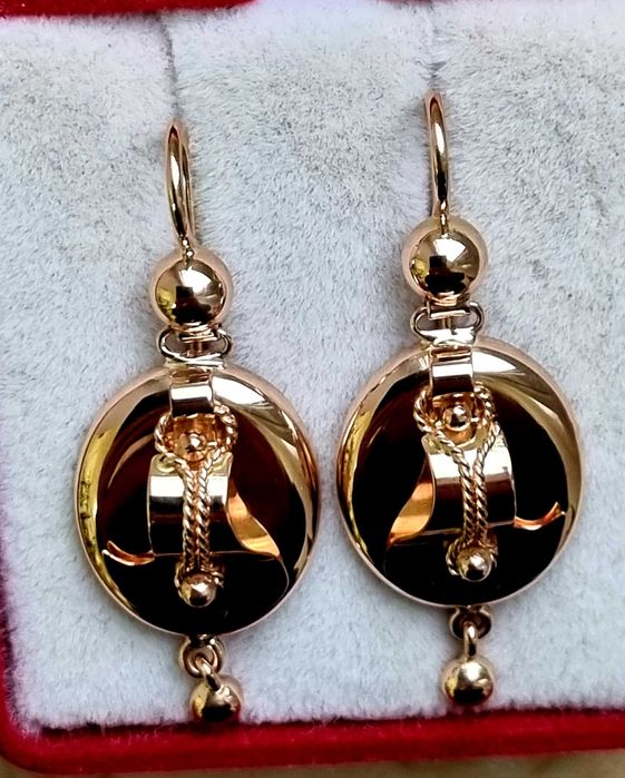 Золотые серьги самовары, фонарики, лиры, 583 проба СССР.