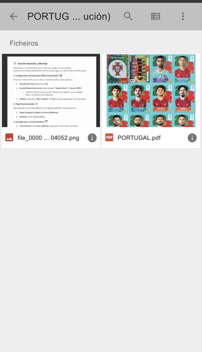 Vendo o Pdf dos cromos
