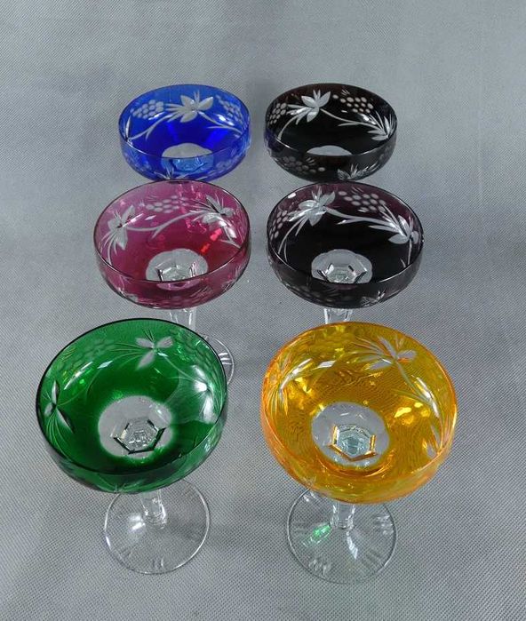 Komplet kolorowych kryształowych kieliszków szampana KIELISZKI 6 sztuk