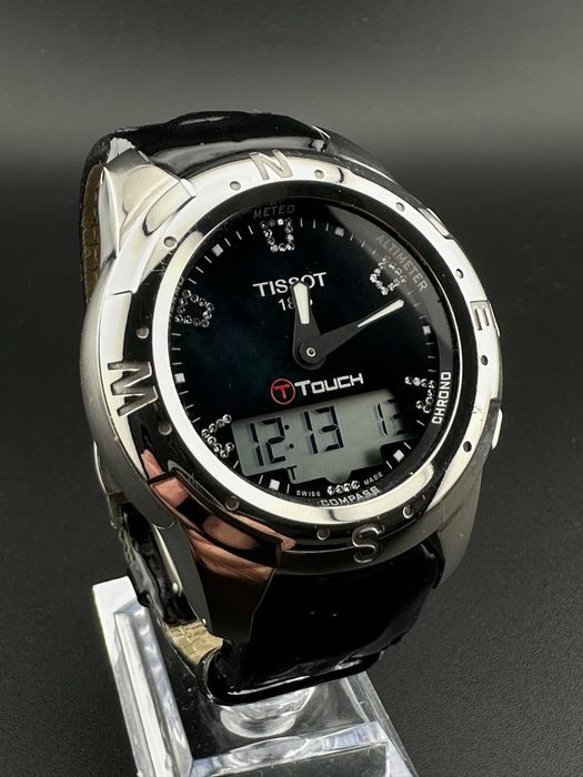 Dsmski zegarek Tissot T-Touch II Lady Polished Titanium Diamonds