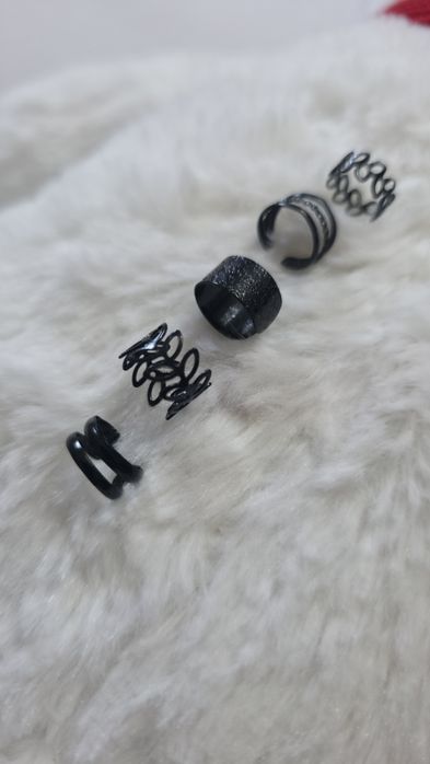 Czarne kolczyki zestaw kolczyków alternative nausznica emo fałszywy ko