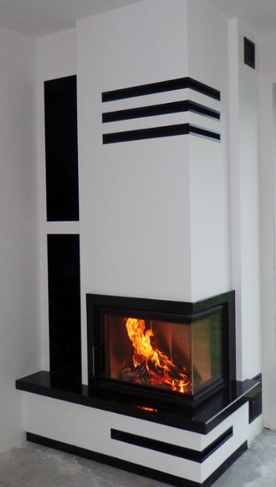 kominek montaż NOWOCZESNY + wkład KOMINKOWY 12 kw narożny 10 LAT GWAR