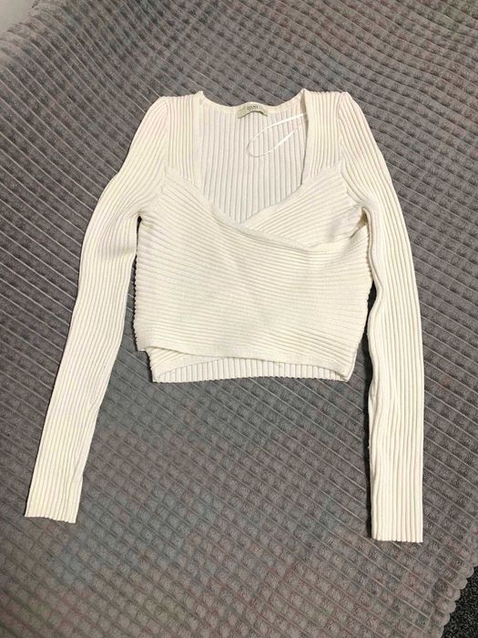 Белая кофта топ в рубчик Colins