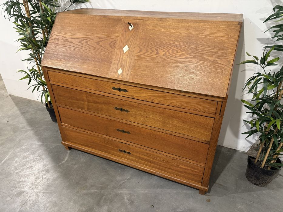 Piękny dębowy sekretarzyk komoda lite drewno po renowacji wysyłka