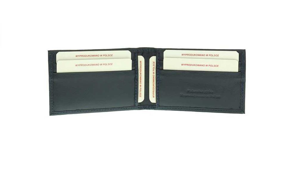 Okładka na dokumenty karty polska skórzana 100% granatowa