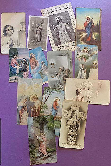 COLEÇÃO DE 50 PAGELAS RELIGIOSAS anos 47/48/49 com dedicatórias