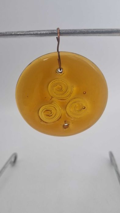 Medalion Plakieta Ząbkowice E.T. Drost Szkło kolorowe Design PRL