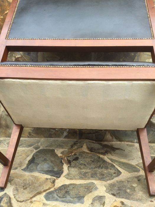 Cadeirão Canapé Madeira maciça Nogueira Pele 87 cm largura Séc XIX