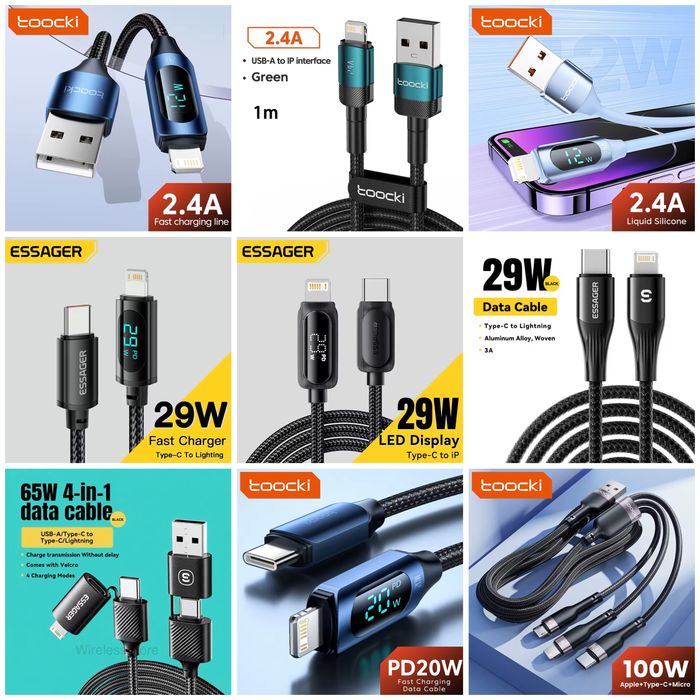 80w Швидка Автомобільна Зарядка Essager прикурювач USB+Type-C з вольиетром на 3 виходи, Toocki 33w 80w 105w 120w для телефона планшета та ноутбука