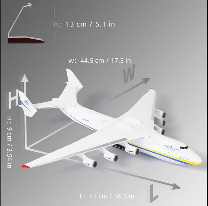 Акція !!! Модель літака Мрія Ан 225 / 42 см маштаб 1:200
