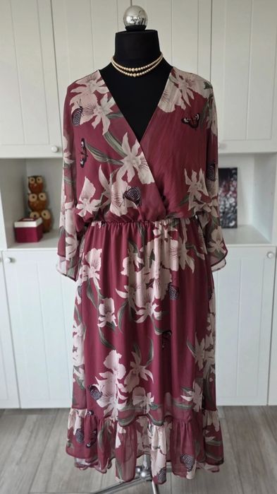 Urban Touch nowa zwiewna sukienka midi maksi plus size 48 wesele komunia