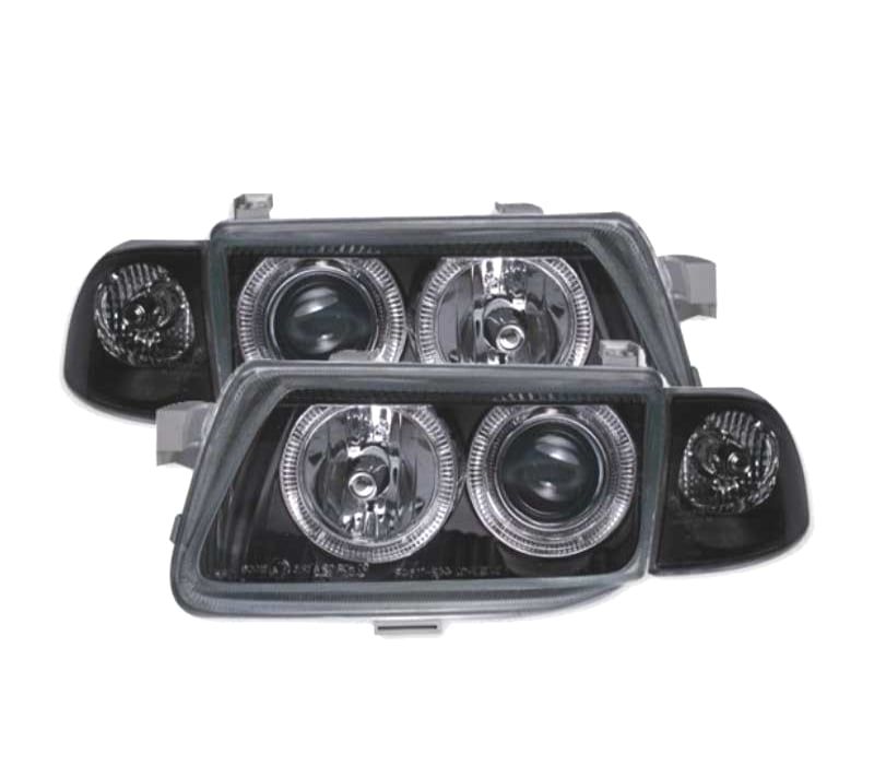 FARÓIS OPEL ASTRA F 94-98 ANGEL EYES FUNDO PRETO H1-H7
