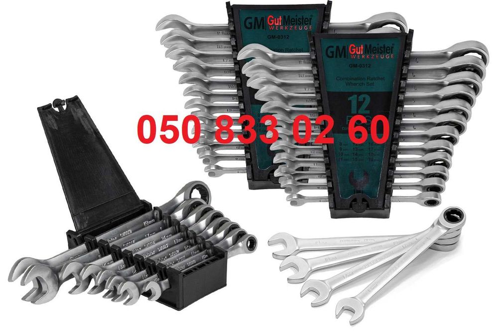 Набор ключей с трещоткой Gut Meister 12 ед. Германия GM-0312 (8-19 ММ)