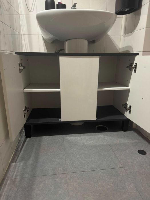 Móvel de Casa de Banho 80 cm | Branco e Antracite | Bom Estado | Viseu