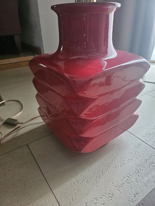 Lampa ceramiczna duza z abazurem.