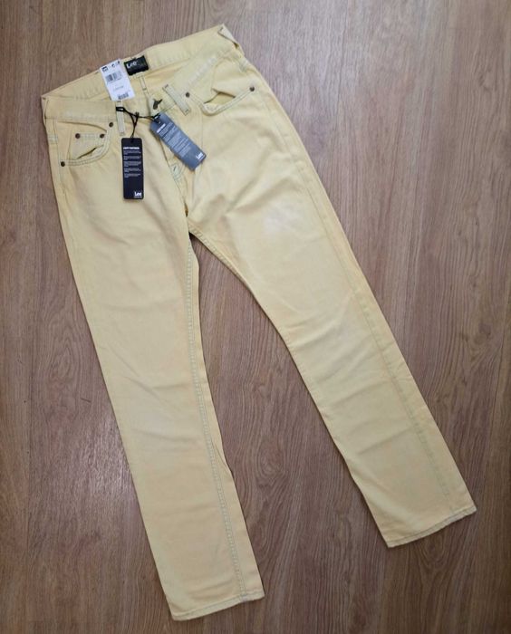 Lee Knox żółte jeansy straight vintage 31/34