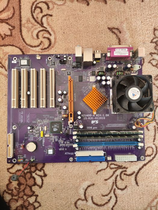 Комплект Socket A (462) — ECS N2U400-A + Процесор + ОЗП (Ретро)