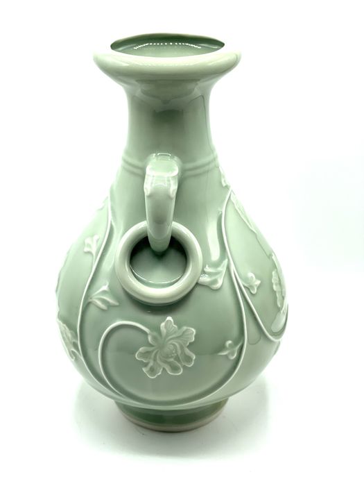 VASO ESTILO MING DE DUAS ALÇAS CELEDON DE PORCELANA CHINESA