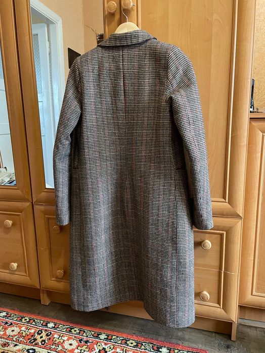 Пряме пальто в гусячу лапку