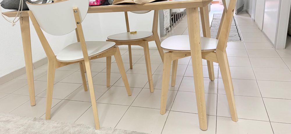 Mesa , cadeiras  , raquer