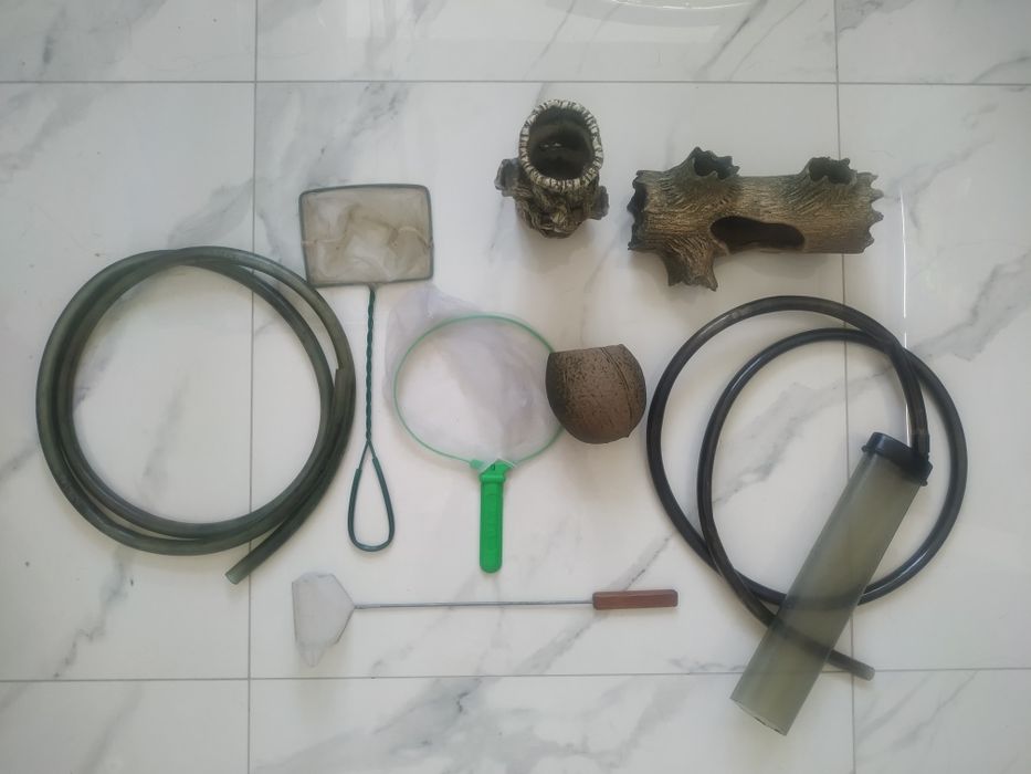 Акваріумні приналежності. Сачок. Шкребок. Декор. Фільтр.