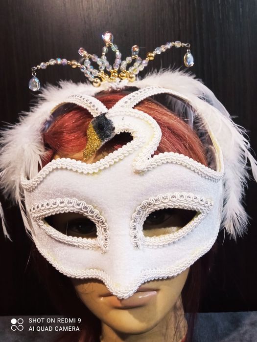Маска, розовая кошка, белый лебедь, , карнавал, косплей