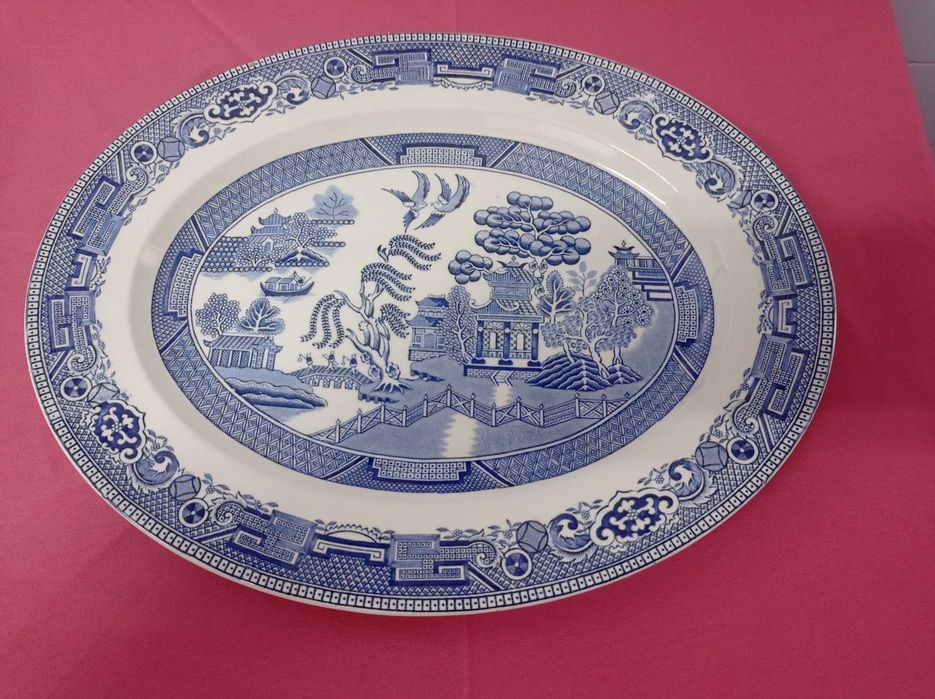 Travessa Alfred Meakin em padrão Old Blue Willow c.1930 em Inglaterra