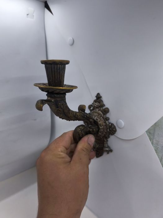 Латунный настенный подсвечник на одну свечу латунь бронза бронзовый