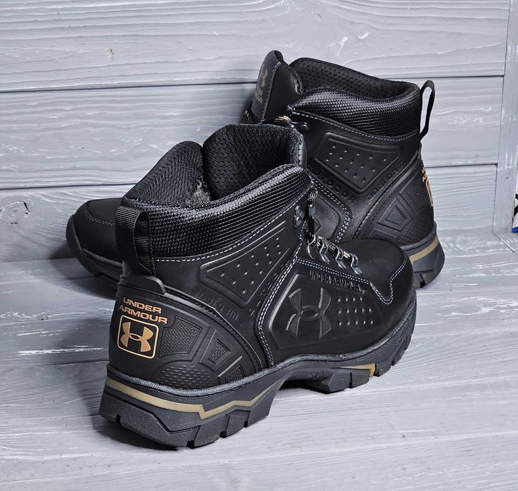 Мужские кожаные черные коричневые зимние прошитые ботинки / кроссовки!