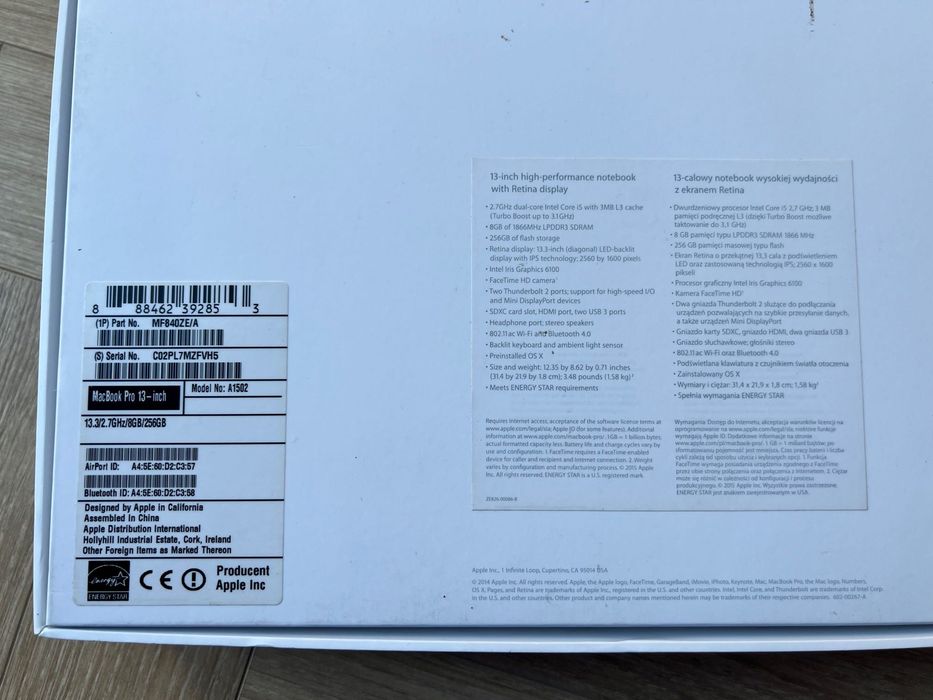 Laptop Apple MacBook Pro 13,3 cala