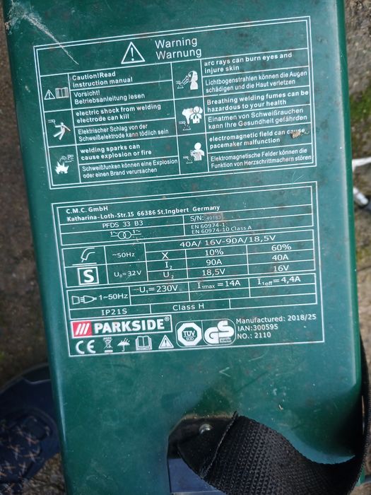 Maquina soldar Parkside com 2 bobines fio