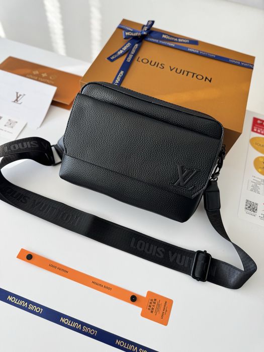 Сумка Louis Vuitton Fastline, чоловіча чорна шкіряна сумка, месенджер через плече, фастлайн луі вітон