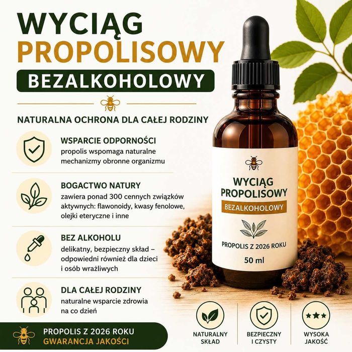 PROPOLIS z 2026r WYCIĄG EKSTRAKT PROPOLISOWY 40% bezalkoholowy  50ml