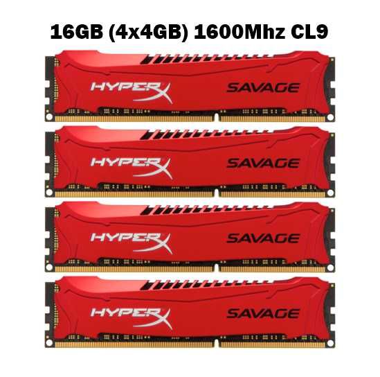 16GB (4x4GB) Memória RAM HyperX Savage 1600Mhz CL9