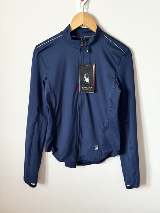 Granatowa, lekka, damska bluza treningowa na zamek Spyder Active S
