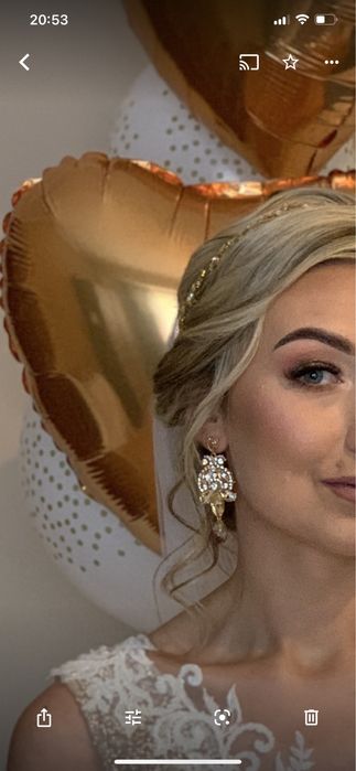 Biżuteria ślubna kryształki cyrkonie, kolczyki, opaska