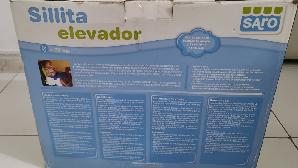 Cadeira refeição elevatória para bebé