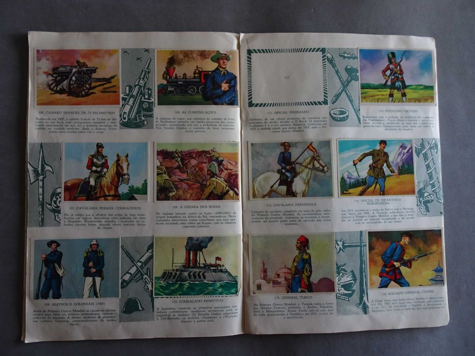 Caderneta de cromos Armas e Soldados (faltam 7 cromos)