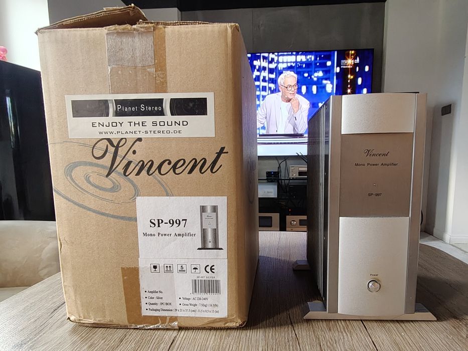 Vincent SP-997 Srebrny dwie Końcówki Mocy Monoblok jak nowe