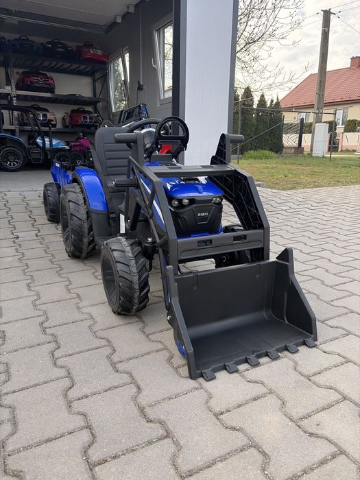 TRAKTOR na Akumulator Dla Dzieci 2X200W 24V7Ah Przyczepka Spychacz Koparka Niebieski