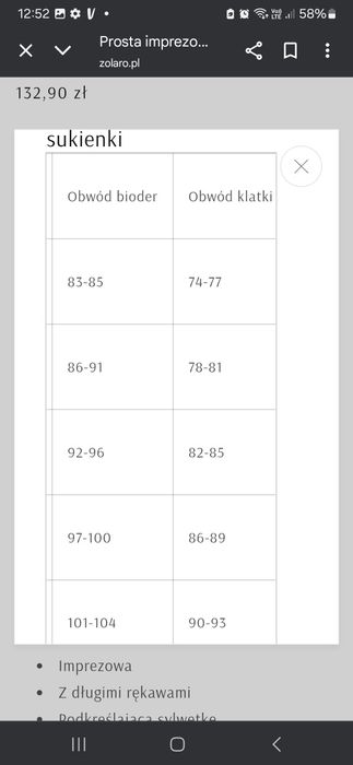 Sukienka imprezowa z długim rękawem , S